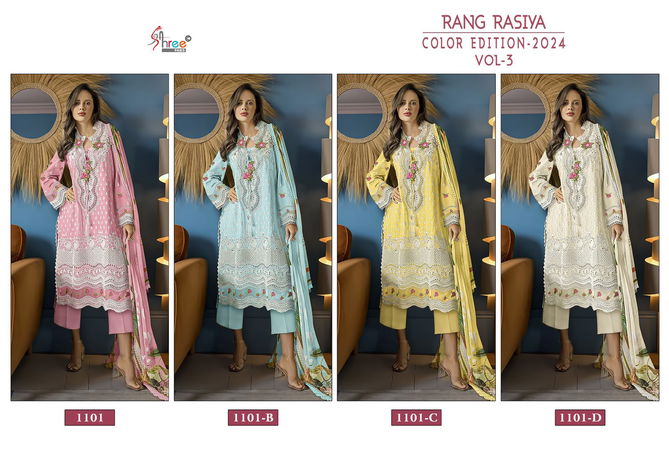 Rang Rasiya Color Edition 2024 Vol 3 By Shree Cotton Pakistani Suits Wholesale Shop In Surat
